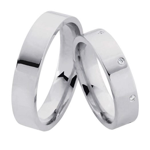 Unikke Nuran vielsesringe i rhodineret sølv med 7 diamanter (7 x 0,01 ct)